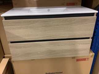 Badkamermeubel 100 cm + wastafel Karo, walnut