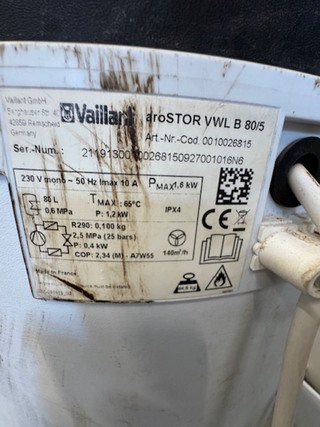 Warmtepomp boiler Vaillant , AroSTOR VWL B80/5