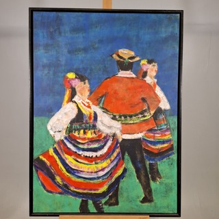 Acryl schilderij, Maya Wildevuur, Folkloredansers, 1993