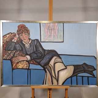 Acryl schilderij, Maya Wildevuur, Liggende vrouw