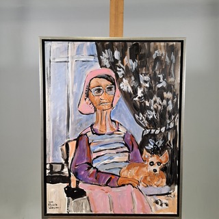 Schilderij, Maya Wildevuur, Vrouw met chihuahua, 2012