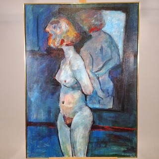 Acryl schilderij, Maya Wildevuur, Naakt, 1989