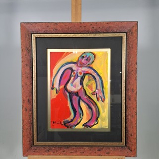 Acryl schilderij, Maya Wildevuur, Dansende vrouw, 1996