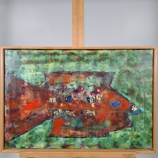 Acryl schilderij, Maya Wildevuur, Vissen, 1993