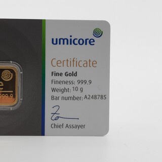 Goudbaar, 10 gram, Umicore