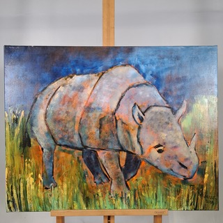 Schilderij, Maya Wildevuur, Neushoorn, 2003