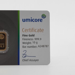 Goudbaar, 10 gram, Umicore