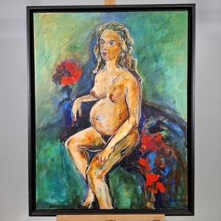 Schilderij, Maya Wildevuur, Zwangere naakte vrouw