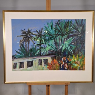 Acryl schilderij, Maya Wildevuur, Banjul, 1998
