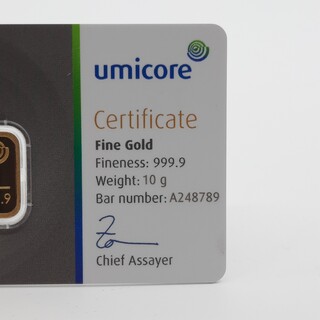 Goudbaar, 10 gram, Umicore