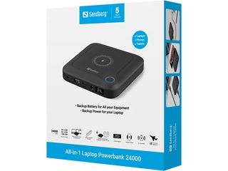 Sandberg 42057 All in1 Laptop Powerbank 24000 mAh  Zwart