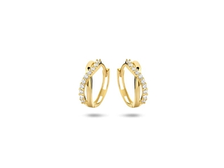 Sparkle14 Klap Oorringen Zirkonia 12,5 mm Goud