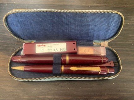 Vintage  pennen set, Roting, 505508, Rood, jaren 70