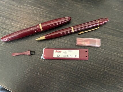 Vintage  pennen set, Roting, 505508, Rood, jaren 70