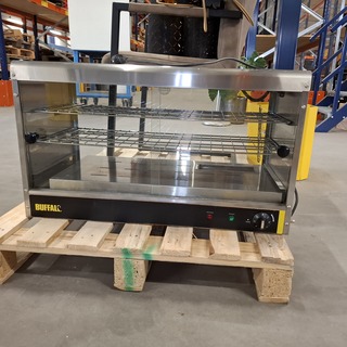 Professionele warmhoud vitrine 650 watt, Buffalo, GF 455 , Grijs / Chr