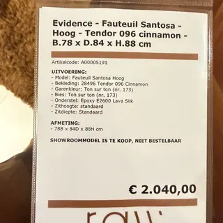 Fauteuil, Evidence, Santosa, Cinnamon