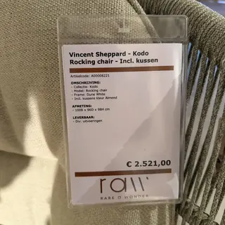 Schommelstoel, Vincent Sheppard, Kodo Rocking Chasir, Dune white / Alm
