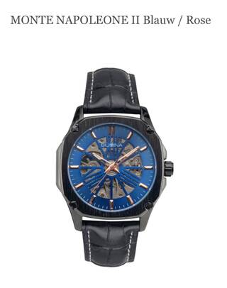 Buona Monte Napoleone II blauw/rose automatisch herenhorloge