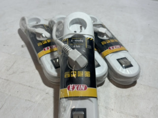 4x Stekkerdoos met 4 stopcontacten, Exin, 1,5 meter kabel