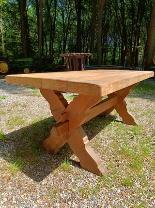 Kloostertafel massief eiken, ca 1950