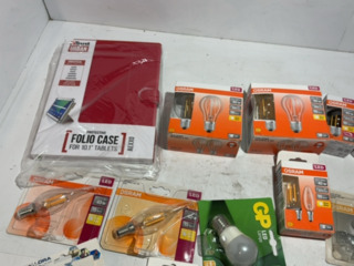 Partij Elektronica, Diverse Merken, lampen, solera accu, kabels