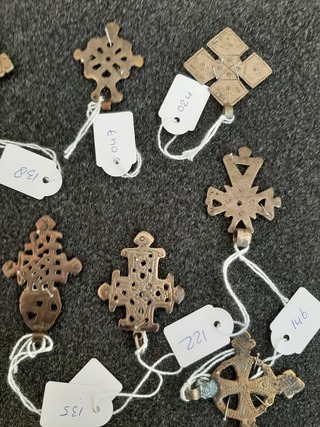 Diverse hangers Koptische kruisjes, Ethiopie/Eritrea, 1930-1950