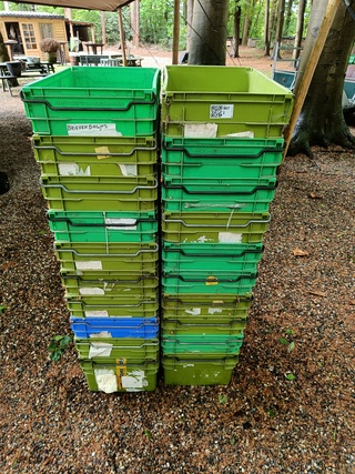 Ca. 21x Stapelkratten, groen