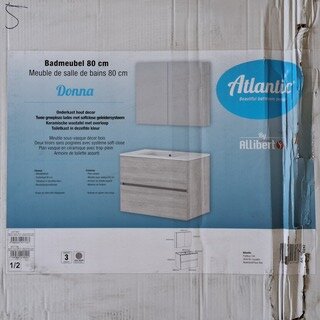 Wastafelmeubel 2 lades + spiegelkast + wasbak, Allibert, Donna, Hout D
