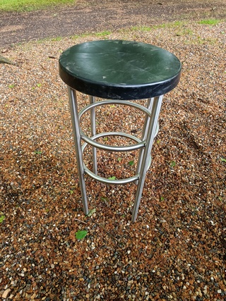 Ca. 18x Barkrukken, roestvrijstaal met zwarte kunststof zitting, rvs