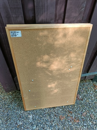 3x Kleine prikborden van kurk met houten lijst