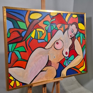 Acryl schilderij op doek, Maya Wildevuur, Naakt, 1987
