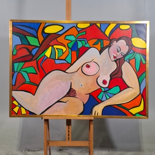 Acryl schilderij op doek, Maya Wildevuur, Naakt, 1987