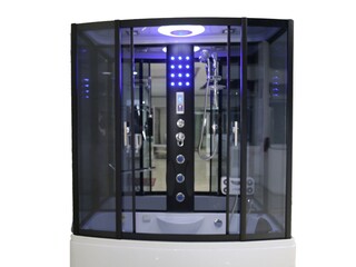 Stoomcabine Vonato, RectaHydro Max, zwarte cabine, wit bad