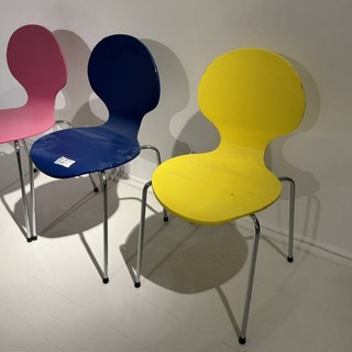 3x Stoel Danform, roze, blauw en geel