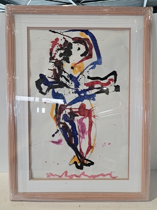 Acryl op geschept papier, Anton Heyboer