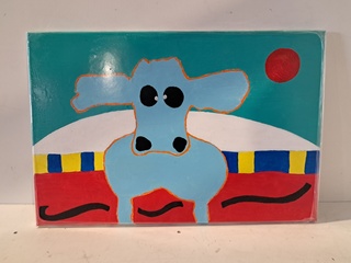 Acryl op doek, Tonnie Voorn, “Koe Uut Almelo”