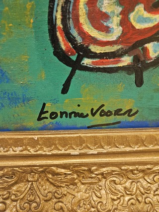 Schilderij, Tonnie Voorn, “Cobra Figuren” Olieverf op doek