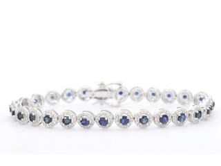 Witgouden armband met natuurlijke diamanten en saffieren 6.20 carat