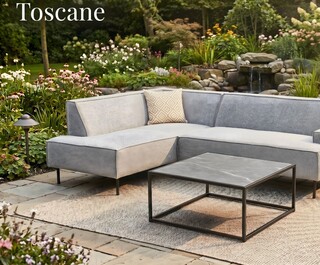 Tuinhoekbank & 2-zitsbankje allweather, Toscane & Liguria, light grey,