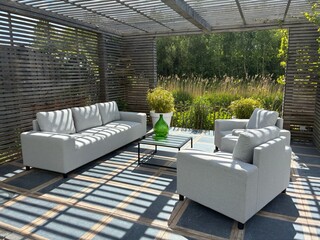 3-Zitsbank & Fauteuil allweather, Lazio & Marche, light grey, 2026