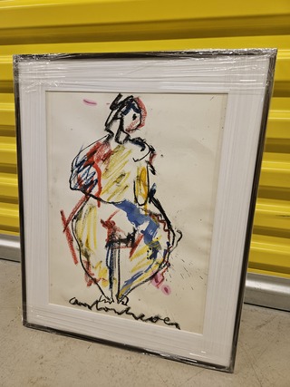 Houtskool op papier, Anton Heyboer, “Vrouw & Kind”