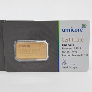3x Goudbaar, 10 gram, Umicore