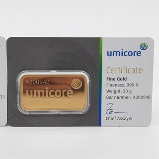 2x Goudbaar, 20 gram, Umicore
