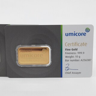 3x Goudbaar, 10 gram, Umicore