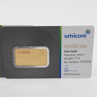 3x Goudbaar, 10 gram, Umicore