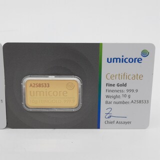 2x Goudbaar, 10 gram, Umicore
