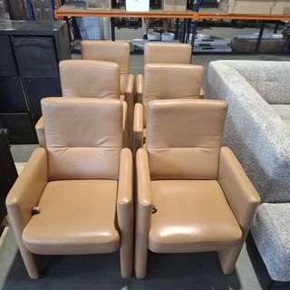 6x Leren Eetkamer stoel, Cognac, 2025