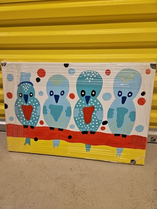 Olieverf op doek schilderij, Tonnie Voorn, “4 vogels”