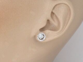 Witgouden oorbellen met briljant geslepen diamanten 1.00 carat