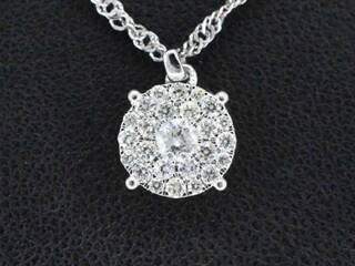 Witgouden hanger met briljant geslepen diamant, excl. ketting